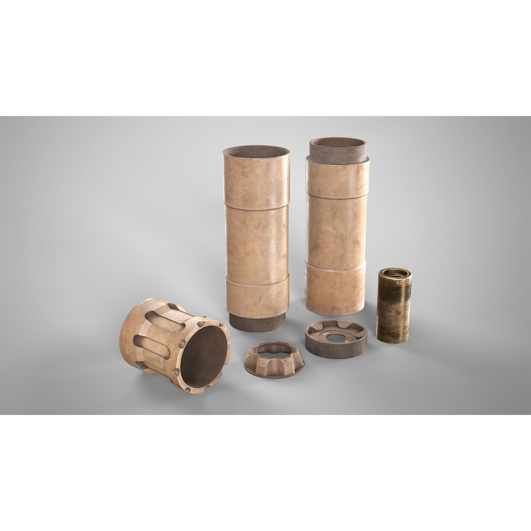 Rugged Obsidian Silencer 3D Model – Low Poly PBR Game Asset, FBX, OBJ - View 16