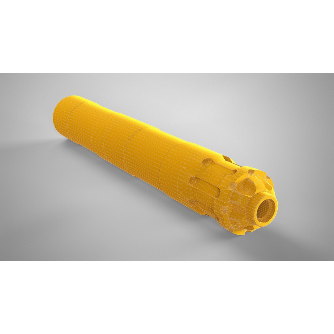 Rugged Obsidian Silencer 3D Model – Low Poly PBR Game Asset, FBX, OBJ - View 17