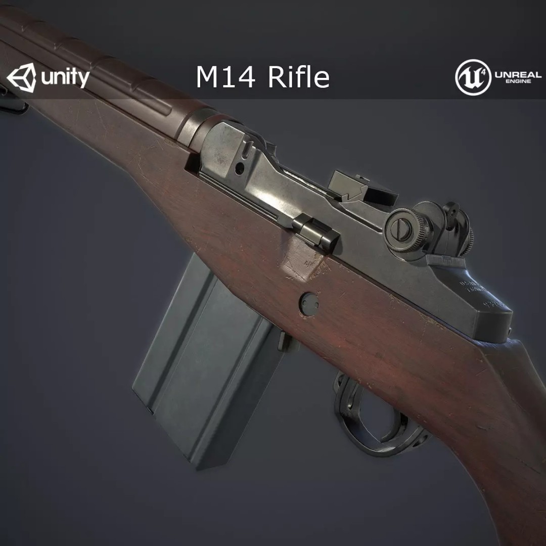 M14 Rifle 3D Model – Low Poly Game Ready Asset, FBX, PBR - View 2