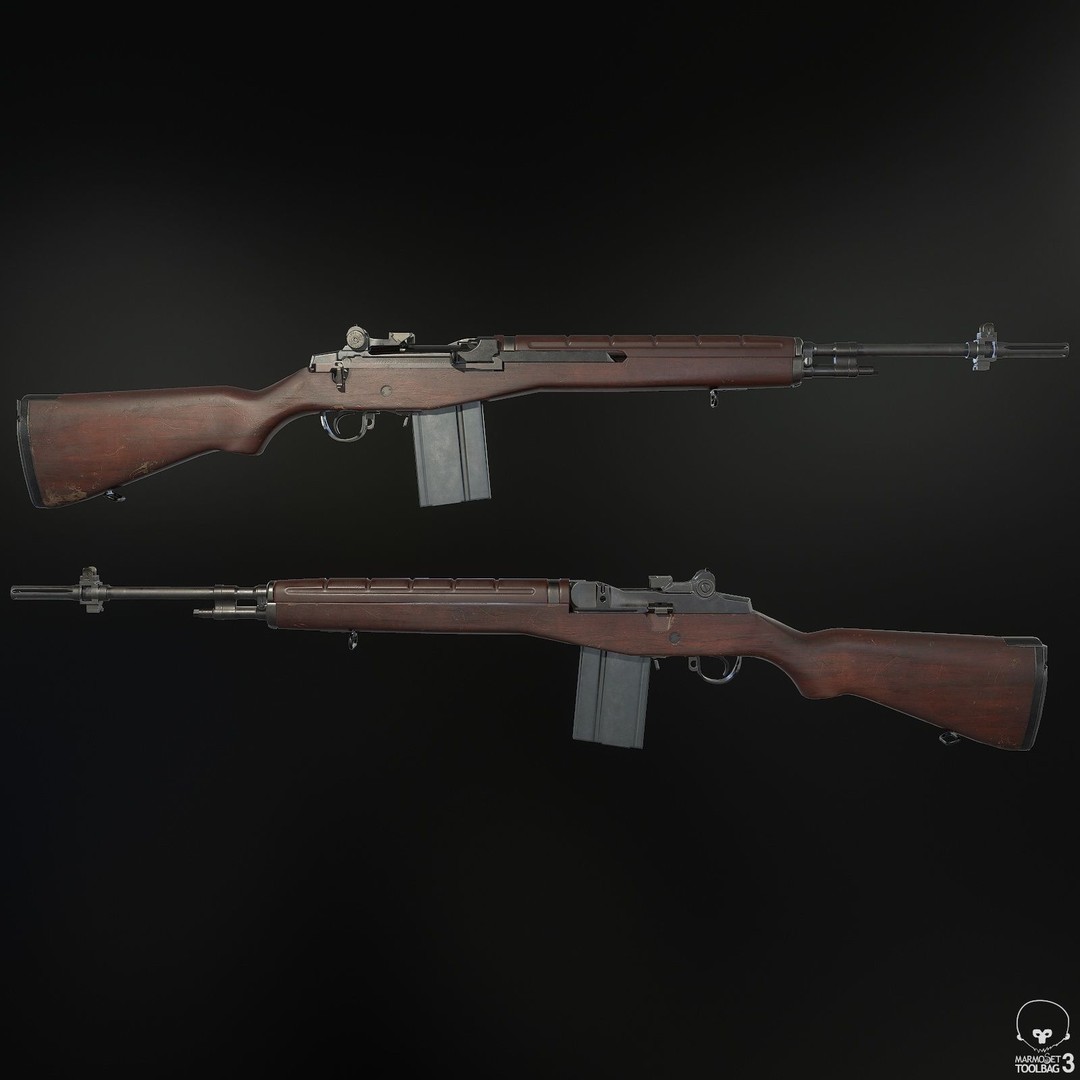 M14 Rifle 3D Model – Low Poly Game Ready Asset, FBX, PBR - View 6