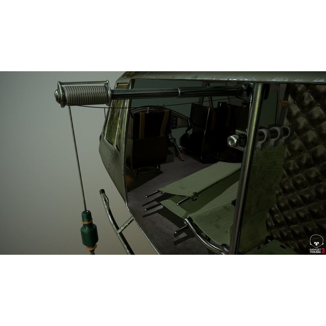 Huey MedEvac Bell UH-1H 3D Model – Rigged PBR Helicopter Asset, FBX - View 10