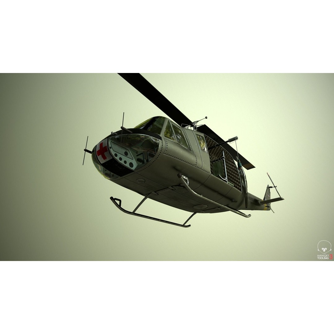 Huey MedEvac Bell UH-1H 3D Model – Rigged PBR Helicopter Asset, FBX - View 14