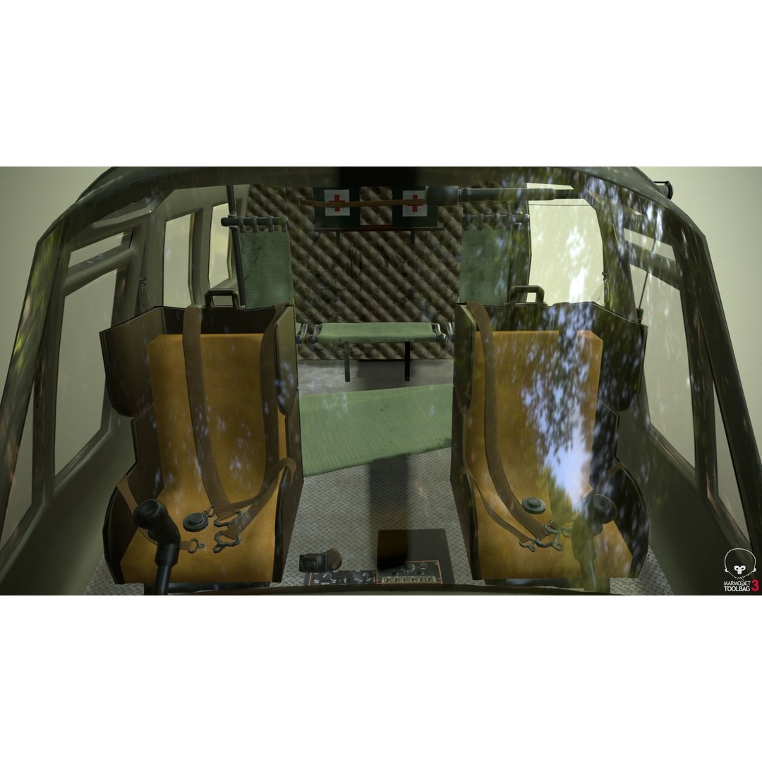Huey MedEvac Bell UH-1H 3D Model – Rigged PBR Helicopter Asset, FBX - View 16