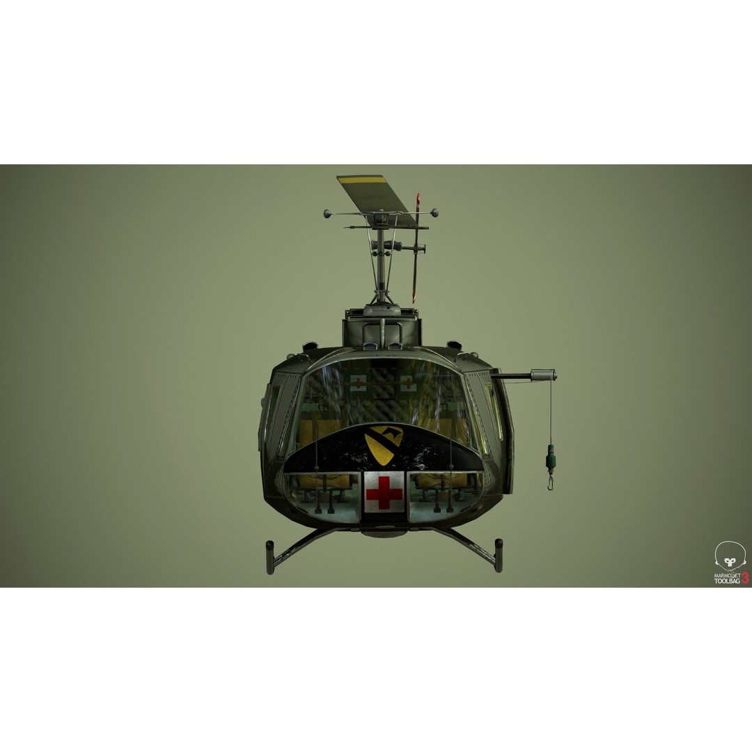 Huey MedEvac Bell UH-1H 3D Model – Rigged PBR Helicopter Asset, FBX - View 17