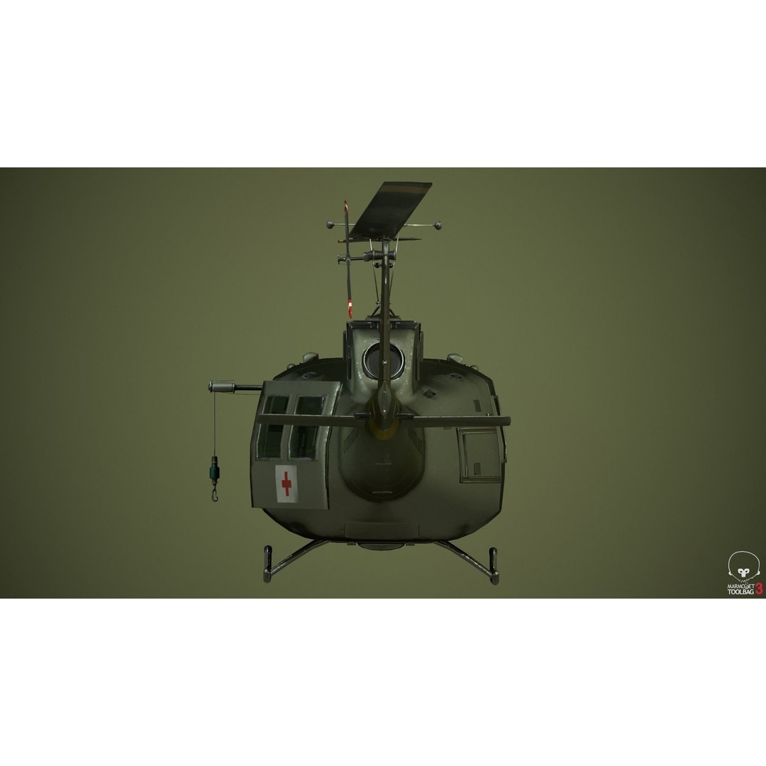 Huey MedEvac Bell UH-1H 3D Model – Rigged PBR Helicopter Asset, FBX - View 19