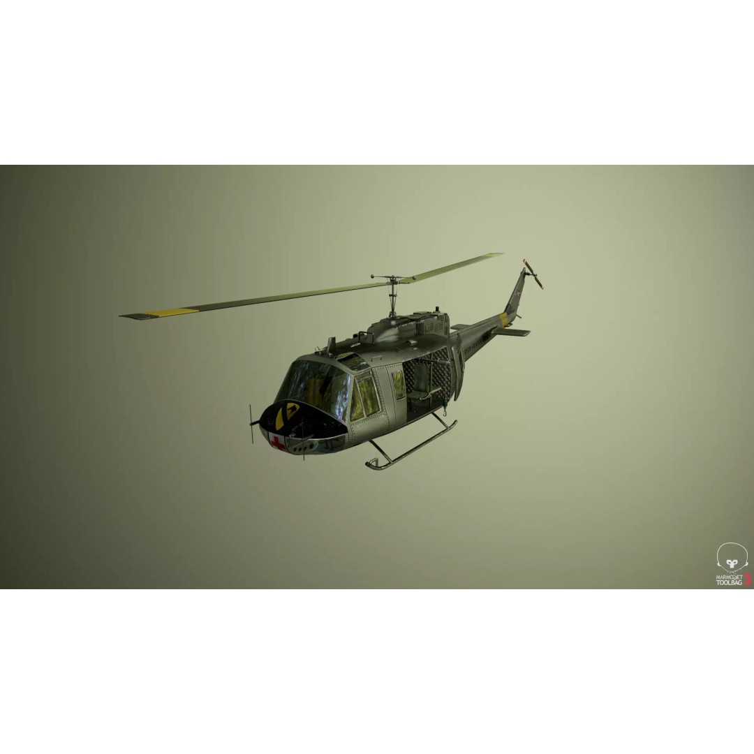 Huey MedEvac Bell UH-1H 3D Model – Rigged PBR Helicopter Asset, FBX - View 2
