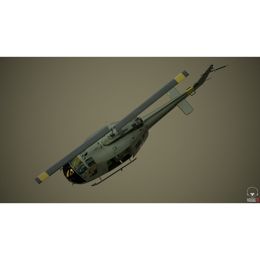 Huey MedEvac Bell UH-1H 3D Model – Rigged PBR Helicopter Asset, FBX - View 22