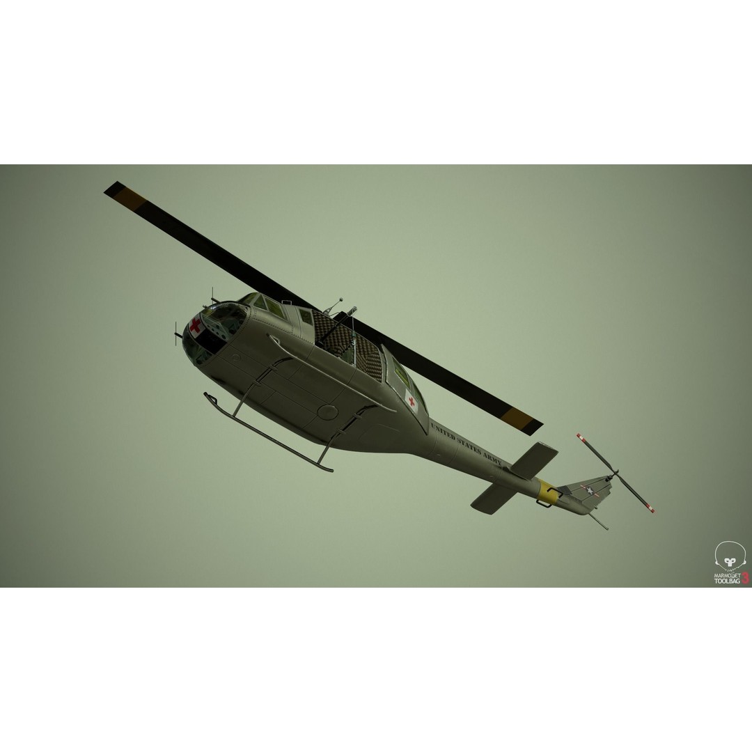 Huey MedEvac Bell UH-1H 3D Model – Rigged PBR Helicopter Asset, FBX - View 23