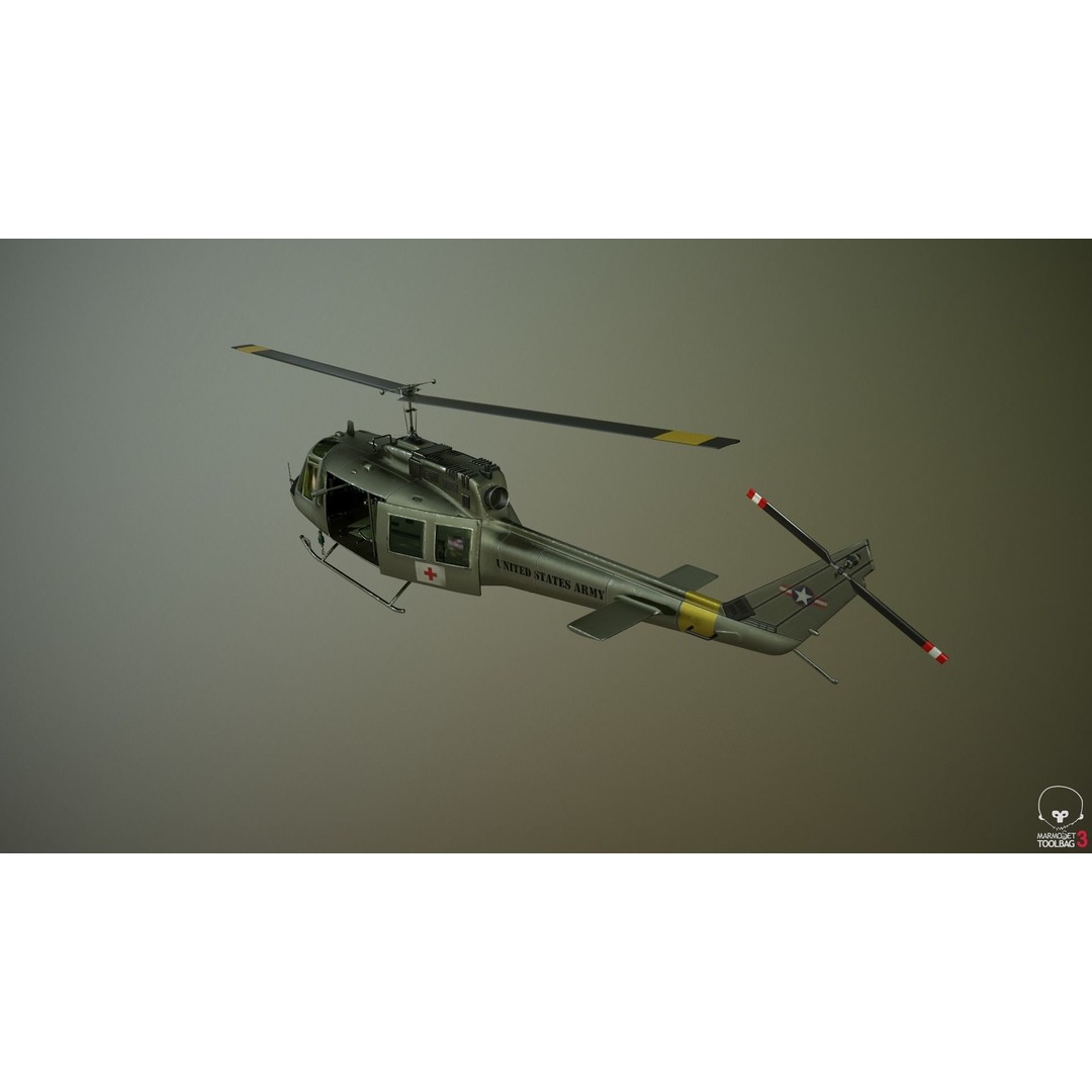 Huey MedEvac Bell UH-1H 3D Model – Rigged PBR Helicopter Asset, FBX - View 4