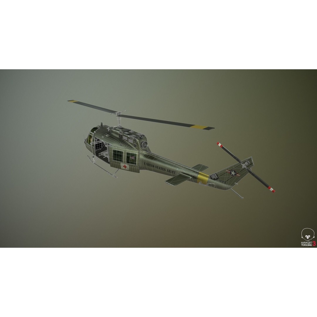 Huey MedEvac Bell UH-1H 3D Model – Rigged PBR Helicopter Asset, FBX - View 5