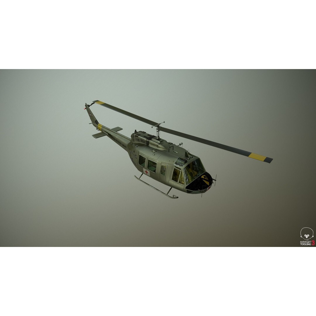 Huey MedEvac Bell UH-1H 3D Model – Rigged PBR Helicopter Asset, FBX - View 6