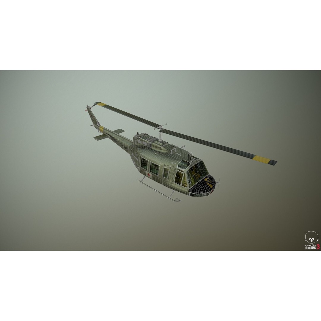 Huey MedEvac Bell UH-1H 3D Model – Rigged PBR Helicopter Asset, FBX - View 7