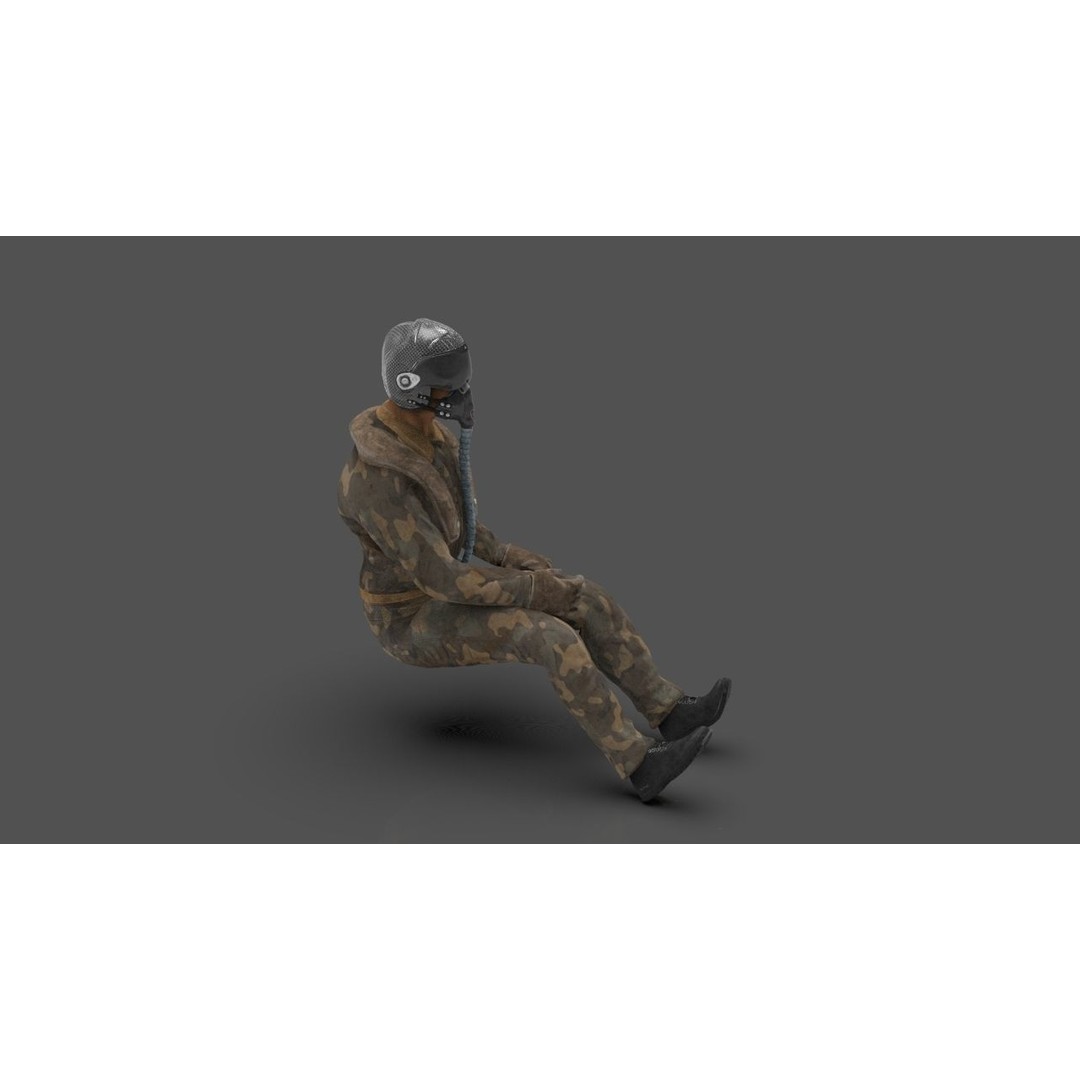Pilot 3D Model – Sitting Pose with PBR Textures, FBX & OBJ Formats