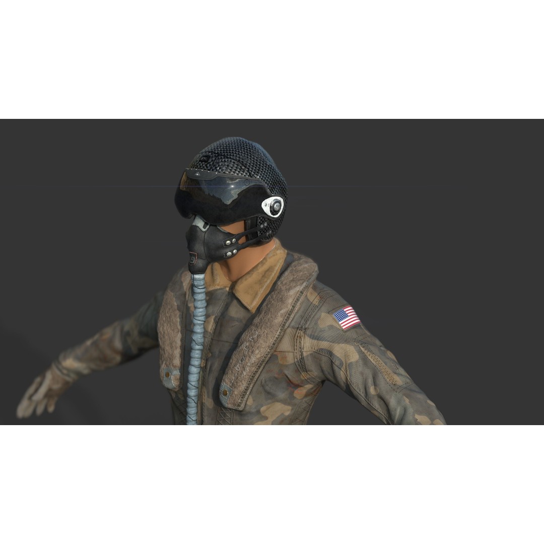 Pilot 3D Model – Sitting Pose with PBR Textures, FBX & OBJ Formats - View 10