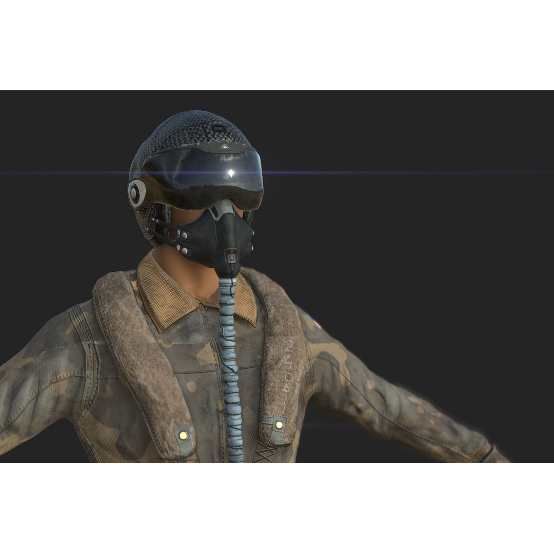 Pilot 3D Model – Sitting Pose with PBR Textures, FBX & OBJ Formats - View 13