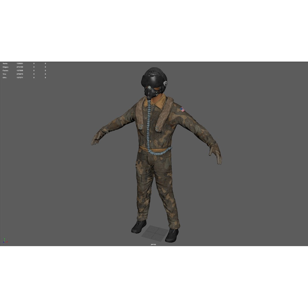 Pilot 3D Model – Sitting Pose with PBR Textures, FBX & OBJ Formats - View 14