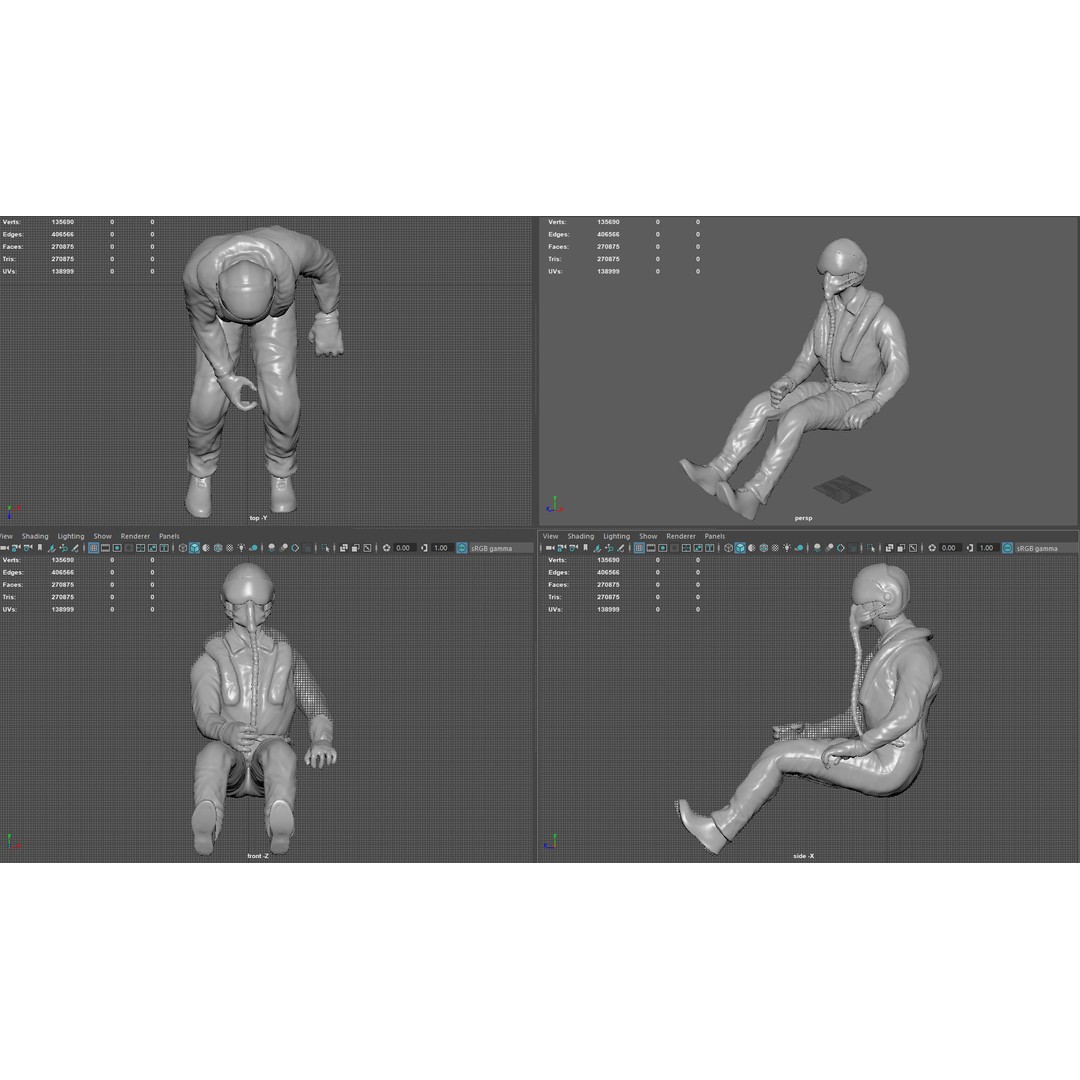Pilot 3D Model – Sitting Pose with PBR Textures, FBX & OBJ Formats - View 17