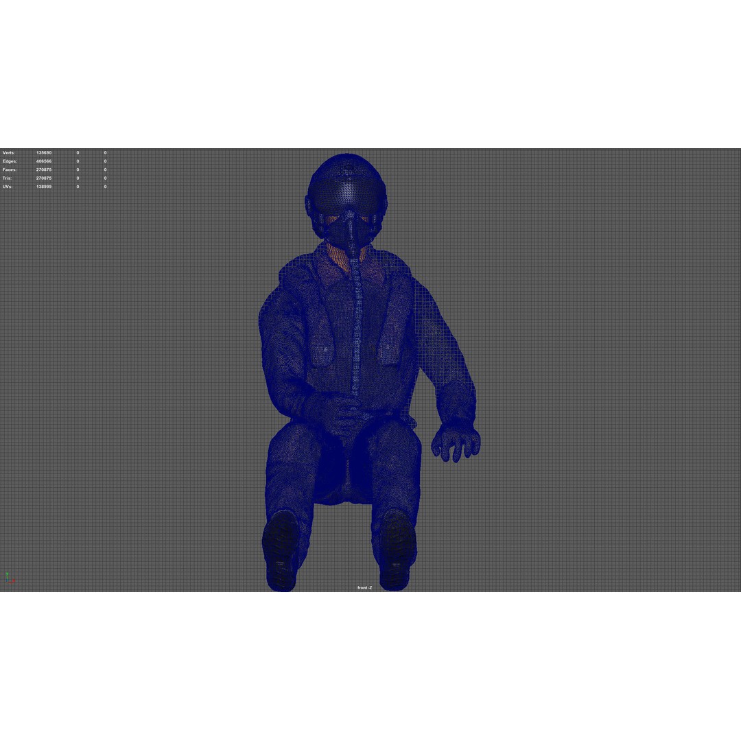 Pilot 3D Model – Sitting Pose with PBR Textures, FBX & OBJ Formats - View 20