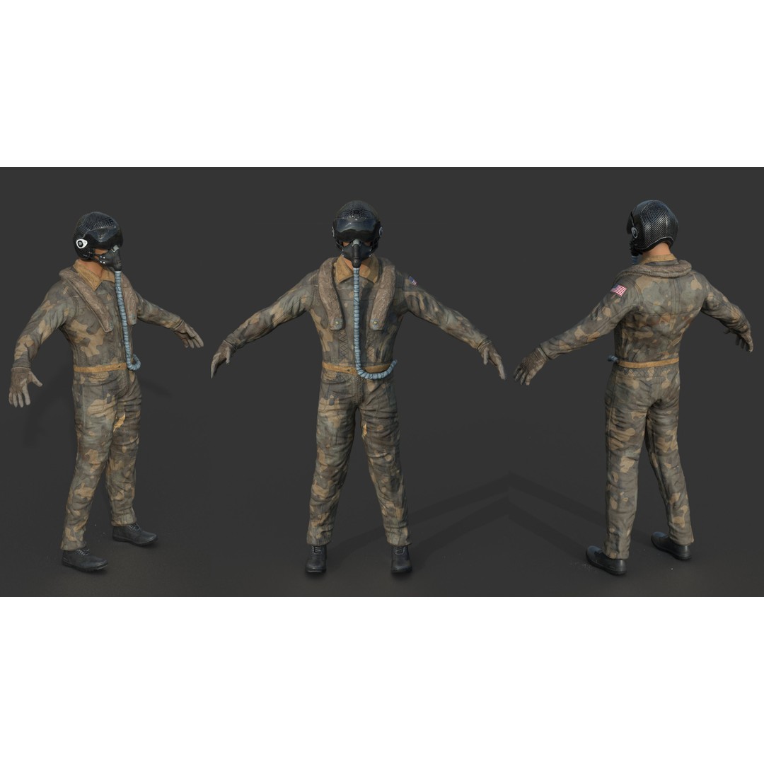 Pilot 3D Model – Sitting Pose with PBR Textures, FBX & OBJ Formats - View 23