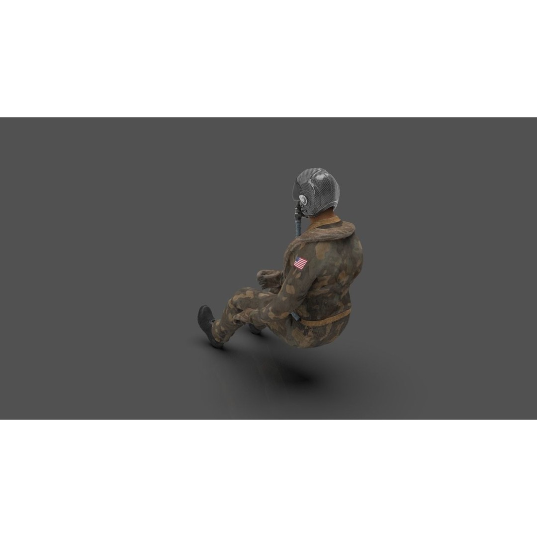 Pilot 3D Model – Sitting Pose with PBR Textures, FBX & OBJ Formats - View 25