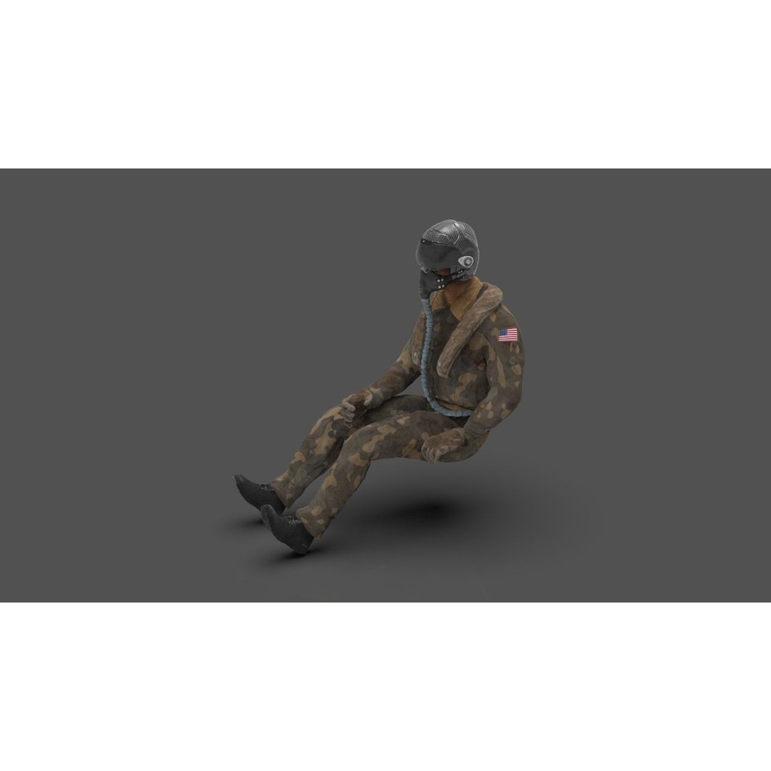 Pilot 3D Model – Sitting Pose with PBR Textures, FBX & OBJ Formats - View 26
