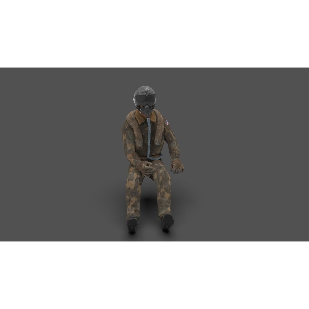 Pilot 3D Model – Sitting Pose with PBR Textures, FBX & OBJ Formats - View 27