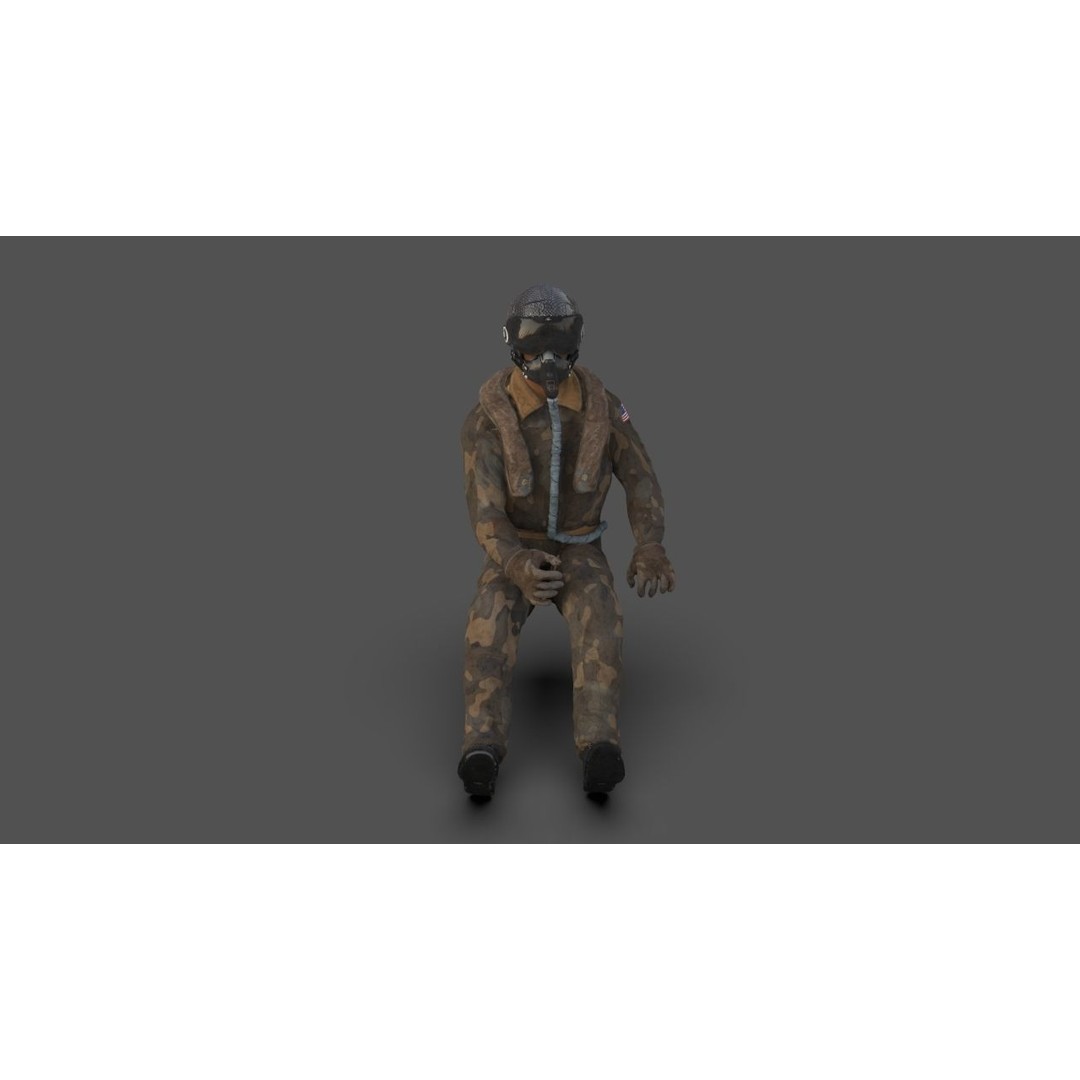 Pilot 3D Model – Sitting Pose with PBR Textures, FBX & OBJ Formats - View 4