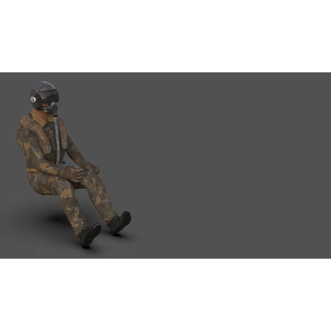 Pilot 3D Model – Sitting Pose with PBR Textures, FBX & OBJ Formats - View 5