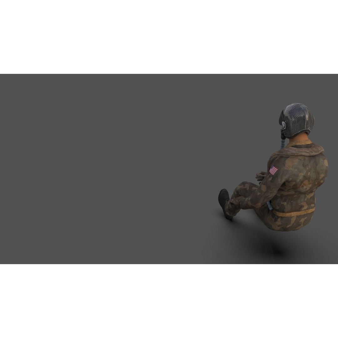 Pilot 3D Model – Sitting Pose with PBR Textures, FBX & OBJ Formats - View 6