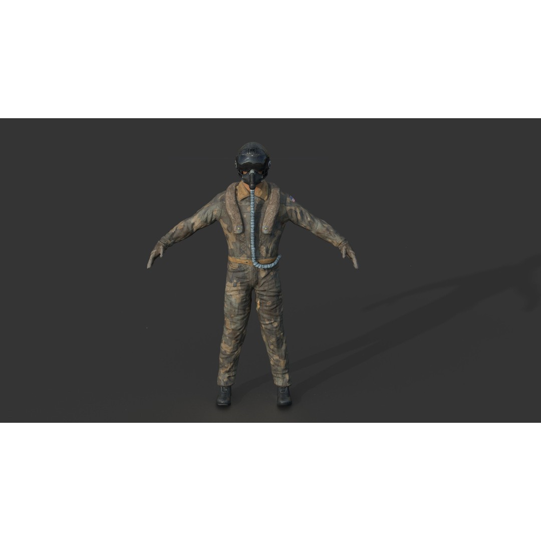 Pilot 3D Model – Sitting Pose with PBR Textures, FBX & OBJ Formats - View 7