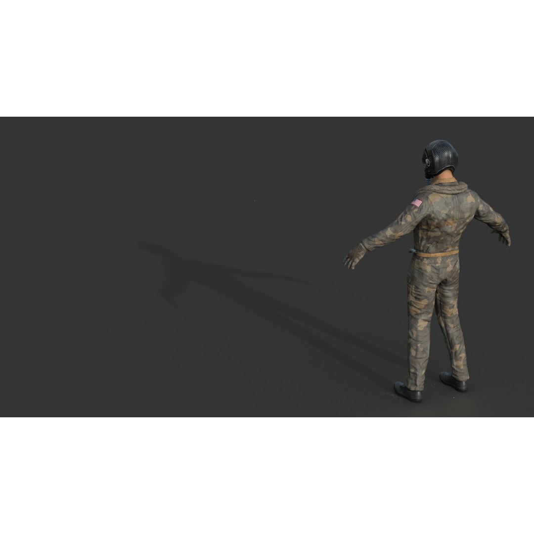 Pilot 3D Model – Sitting Pose with PBR Textures, FBX & OBJ Formats - View 9