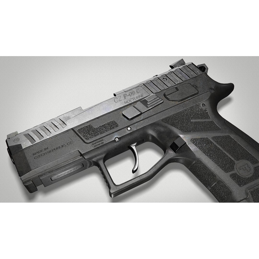 CZ P-09 C Nocturne 3D Model – Low Poly Game Ready Pistol, FBX