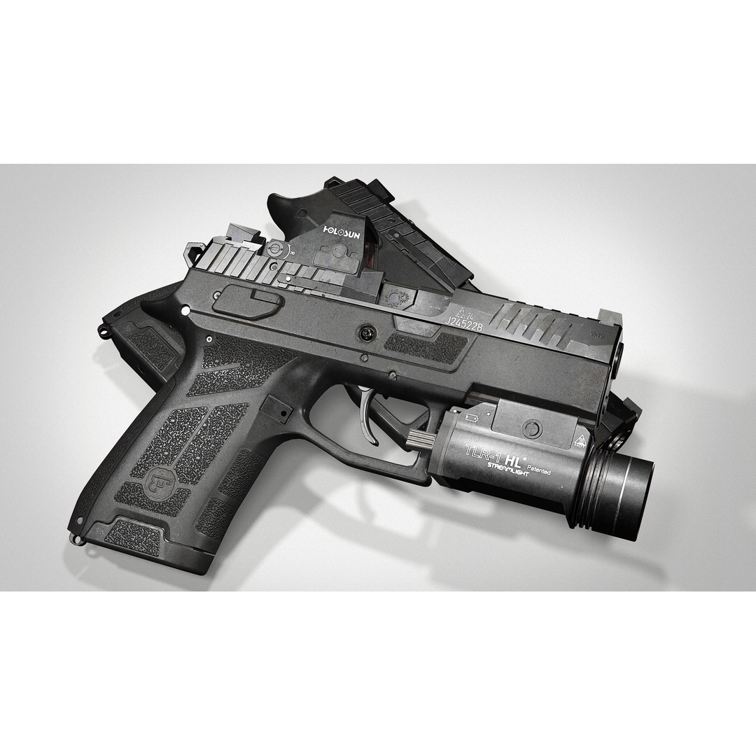 CZ P-09 C Nocturne 3D Model – Low Poly Game Ready Pistol, FBX - View 10
