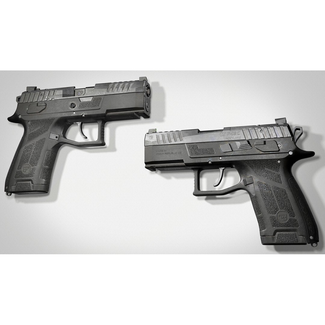 CZ P-09 C Nocturne 3D Model – Low Poly Game Ready Pistol, FBX - View 6