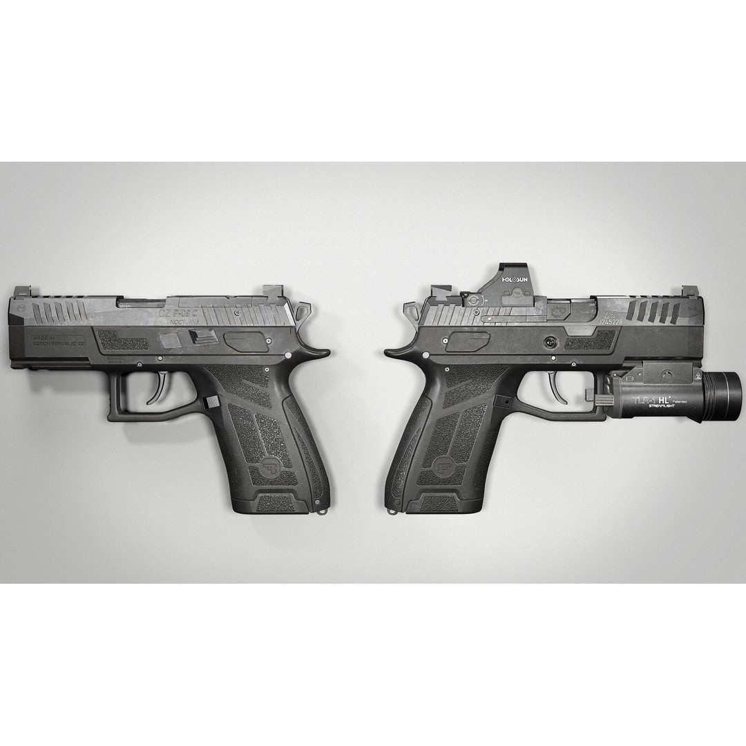 CZ P-09 C Nocturne 3D Model – Low Poly Game Ready Pistol, FBX - View 7