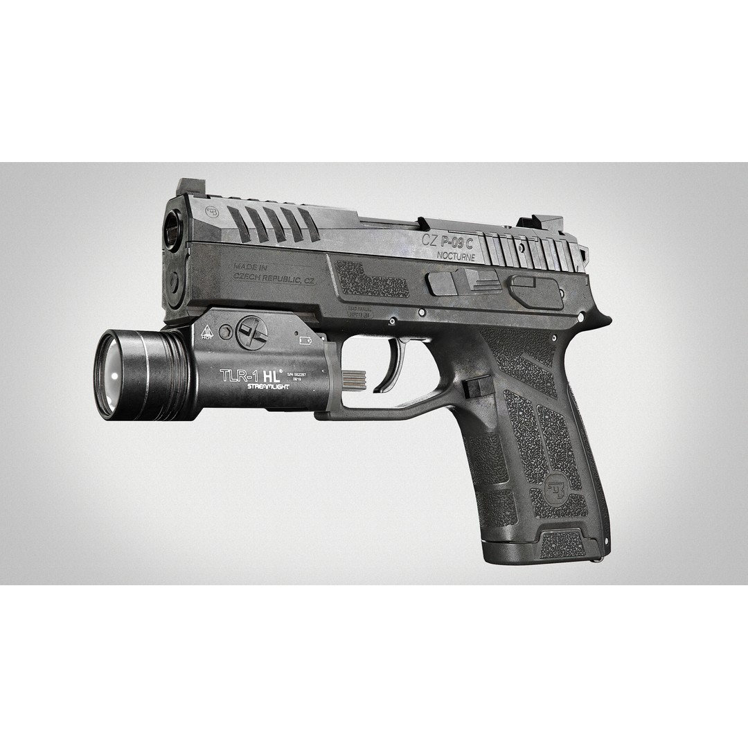CZ P-09 C Nocturne 3D Model – Low Poly Game Ready Pistol, FBX - View 8