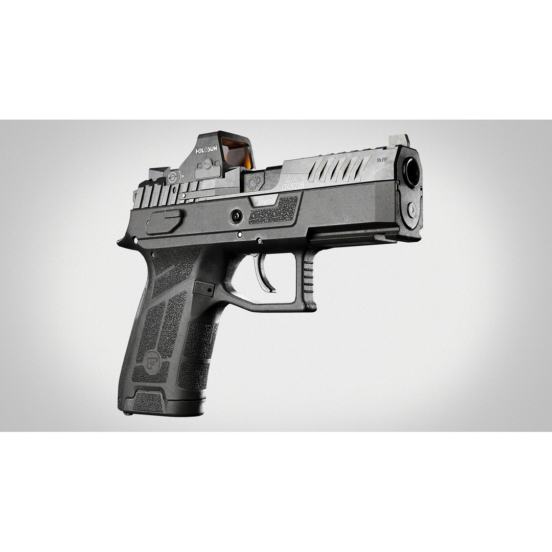 CZ P-09 C Nocturne 3D Model – Low Poly Game Ready Pistol, FBX - View 9