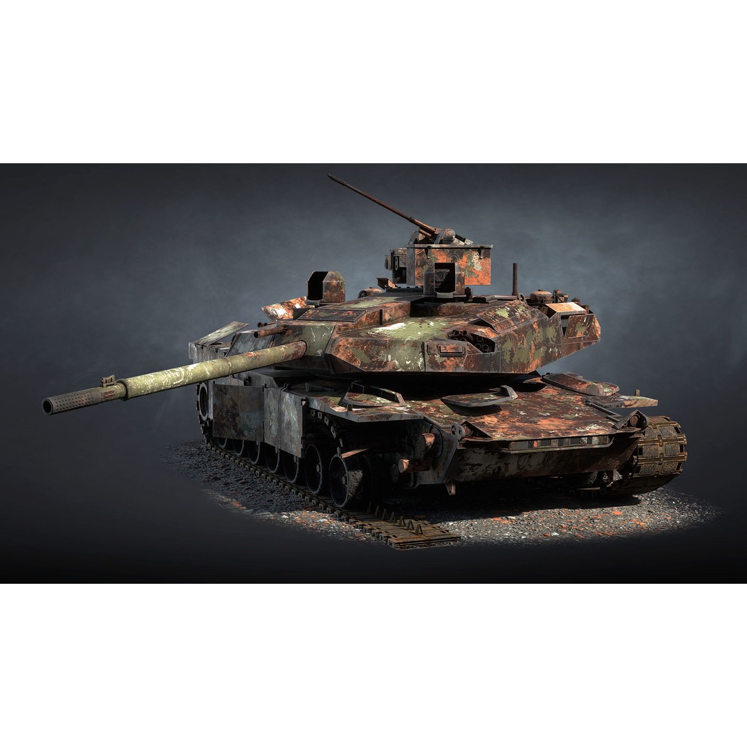 Burnt AbramsX Tank 3D Model – Low Poly Game Asset, FBX - View 10