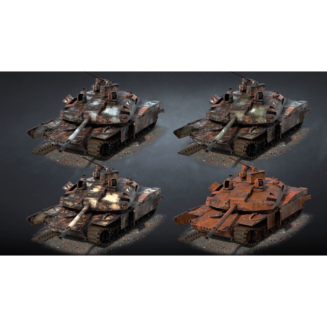 Burnt AbramsX Tank 3D Model – Low Poly Game Asset, FBX - View 11
