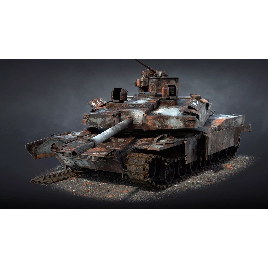Burnt AbramsX Tank 3D Model – Low Poly Game Asset, FBX - View 2