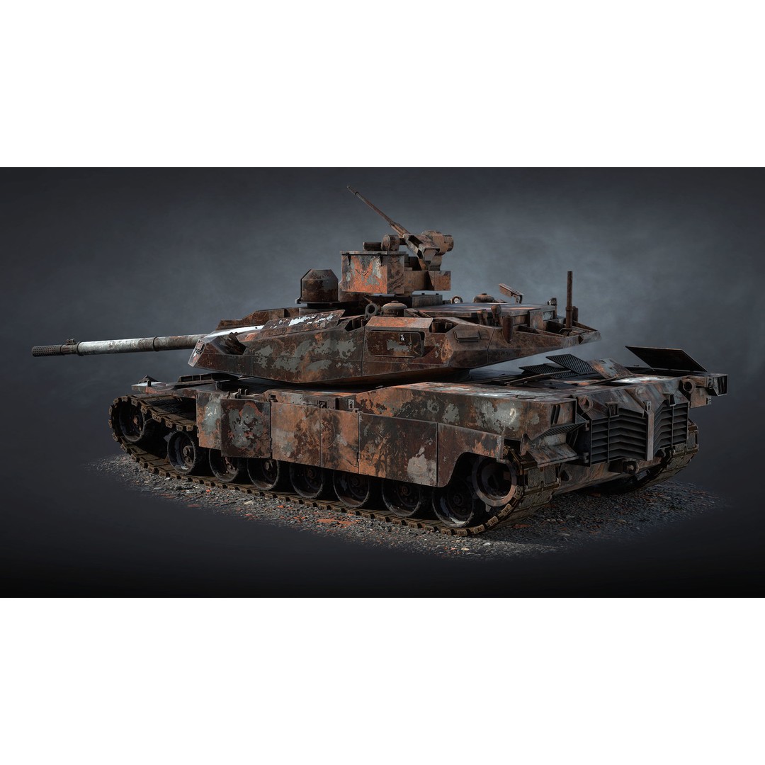 Burnt AbramsX Tank 3D Model – Low Poly Game Asset, FBX - View 4