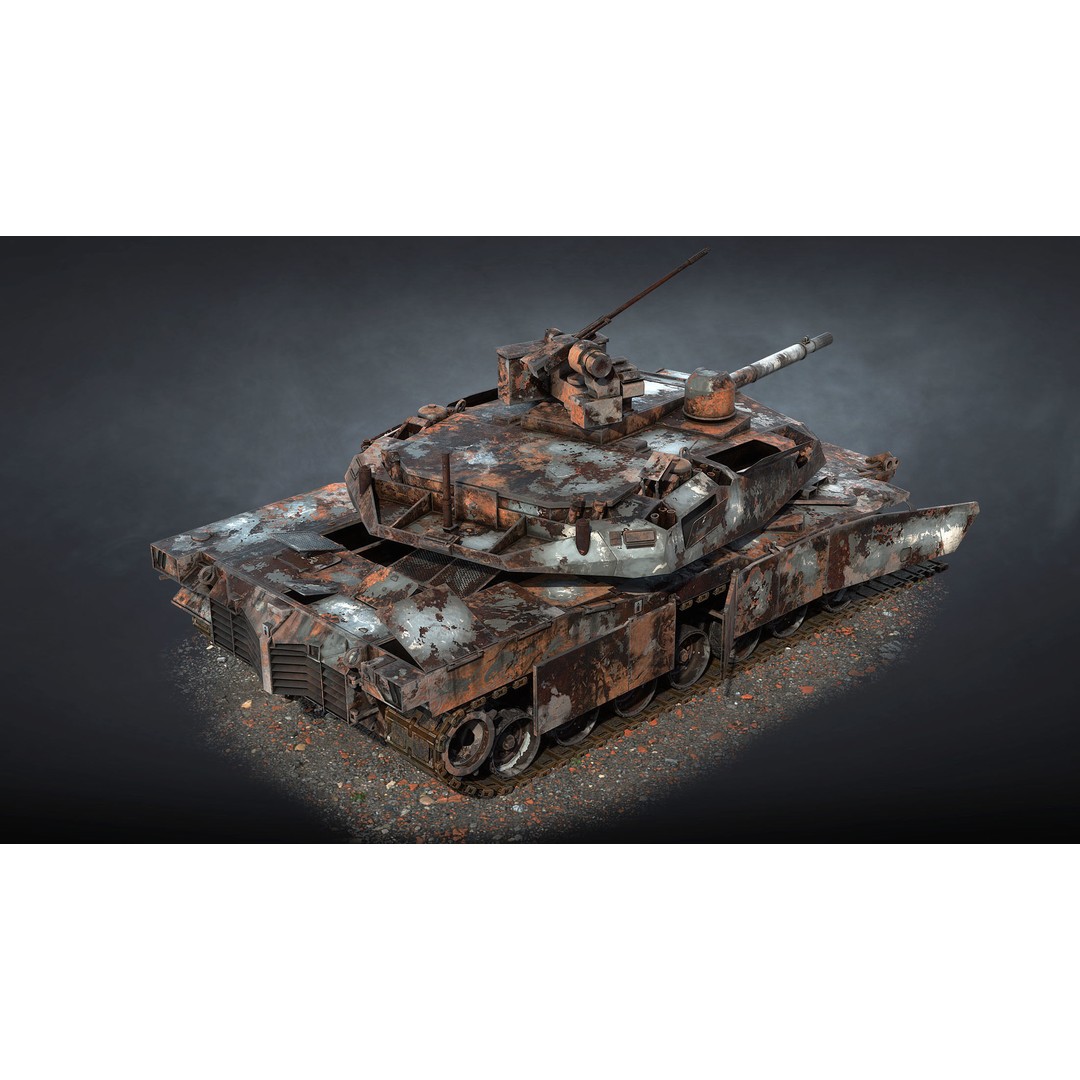 Burnt AbramsX Tank 3D Model – Low Poly Game Asset, FBX - View 5