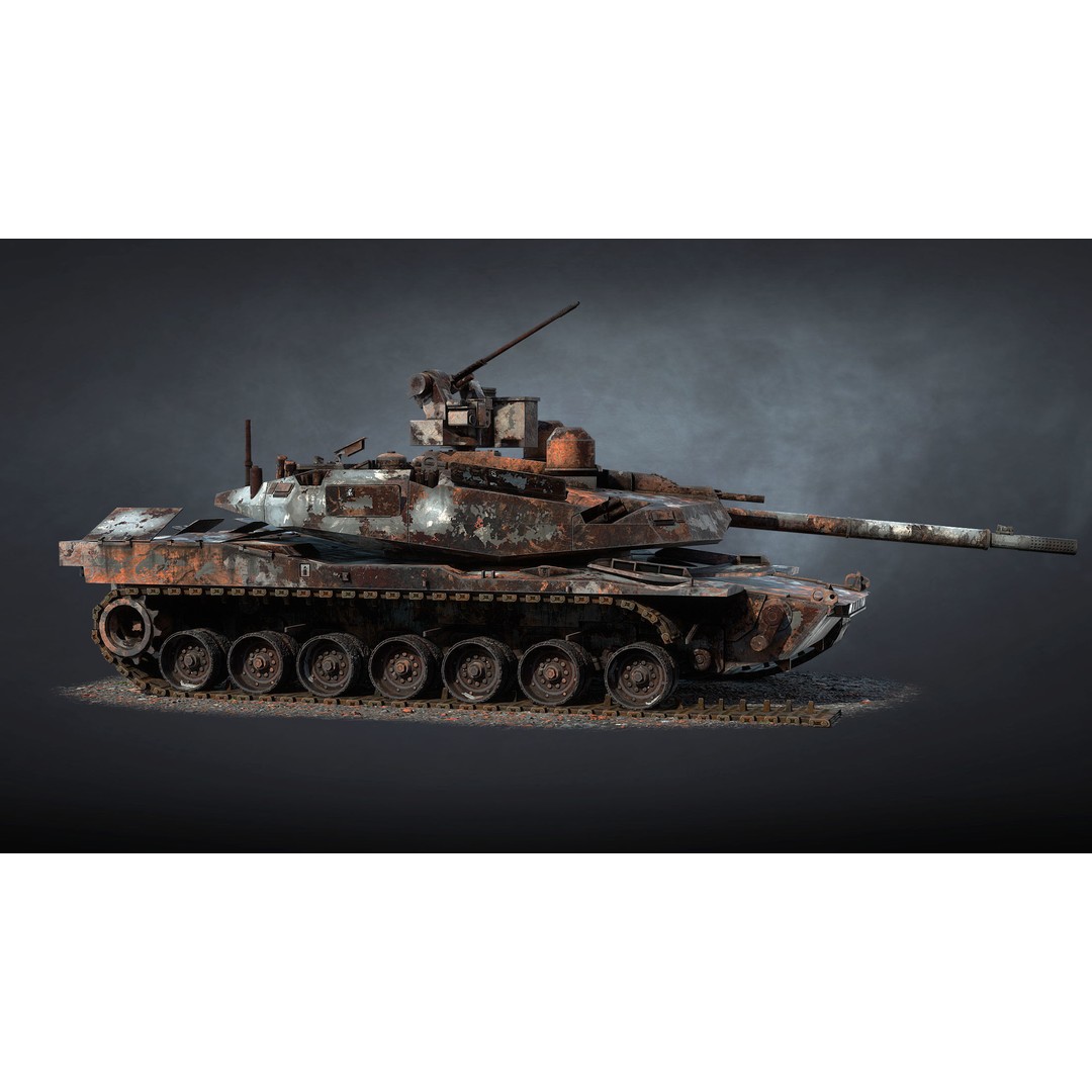 Burnt AbramsX Tank 3D Model – Low Poly Game Asset, FBX - View 6