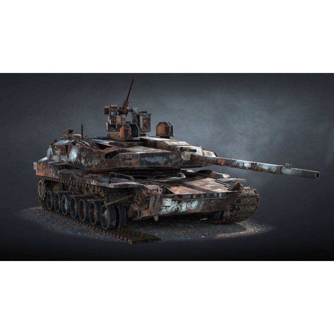Burnt AbramsX Tank 3D Model – Low Poly Game Asset, FBX - View 7