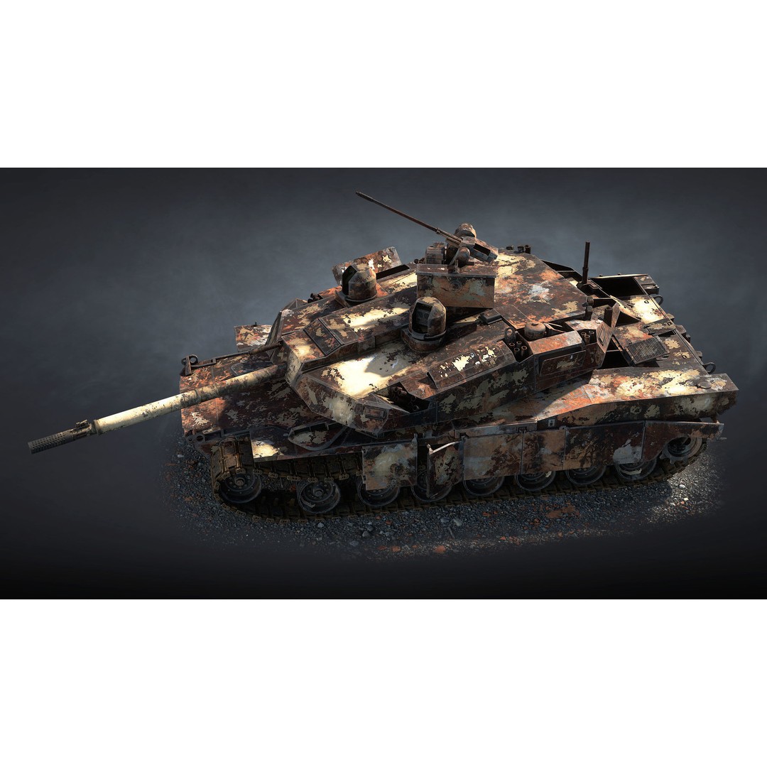 Burnt AbramsX Tank 3D Model – Low Poly Game Asset, FBX - View 8