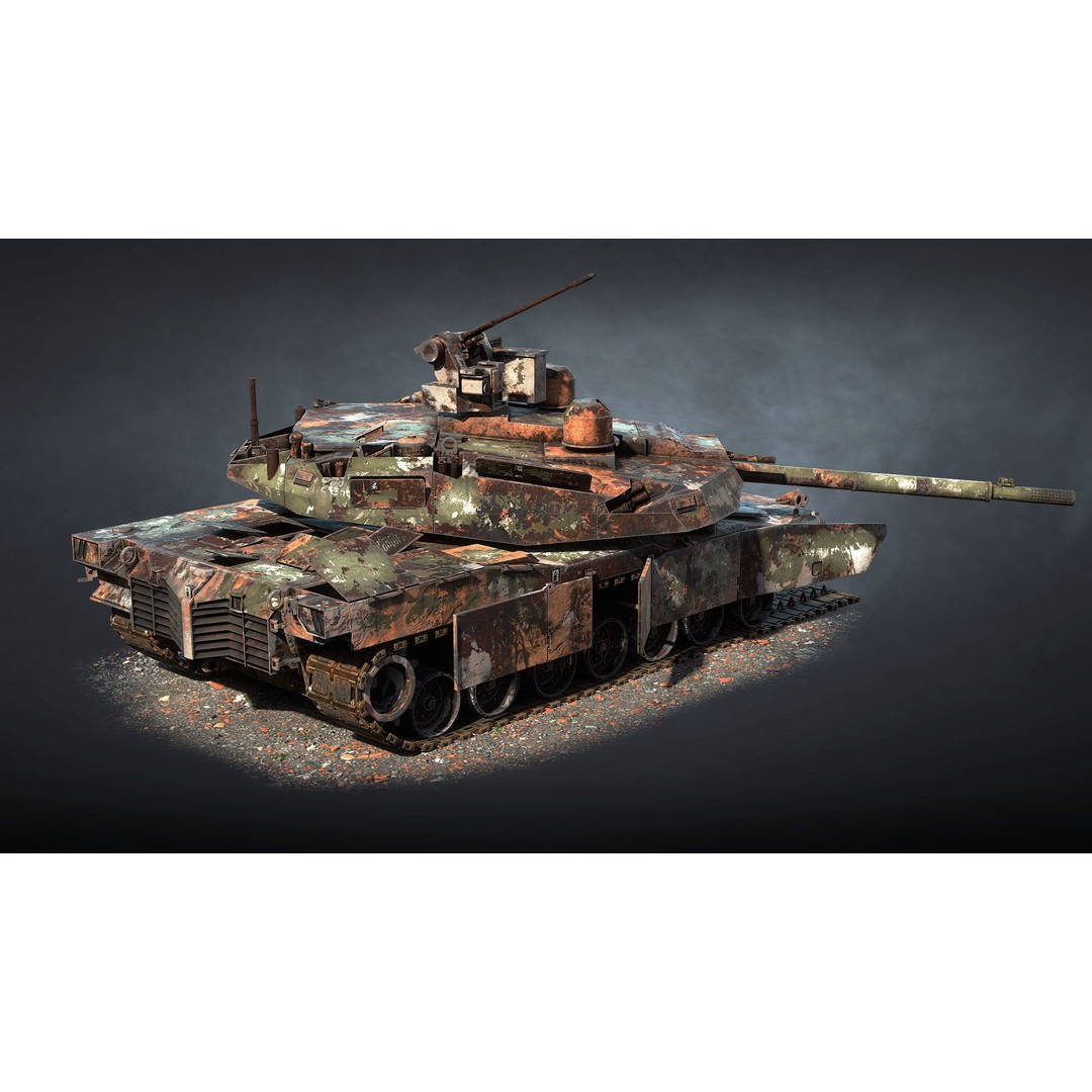 Burnt AbramsX Tank 3D Model – Low Poly Game Asset, FBX - View 9