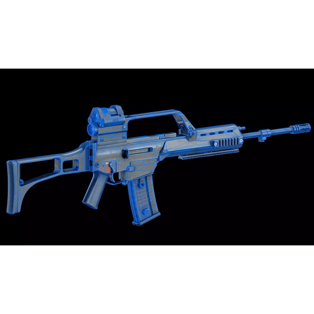 HK G36 3D Model – Low Poly Game-Ready Tactical Rifle for Unity, Unreal Engine