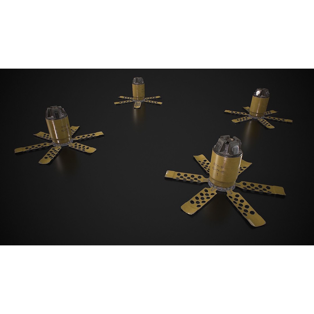 POM-2 Anti-Personnel Fragmentation Mine 3D Model – Low Poly Game Asset, FBX - View 11
