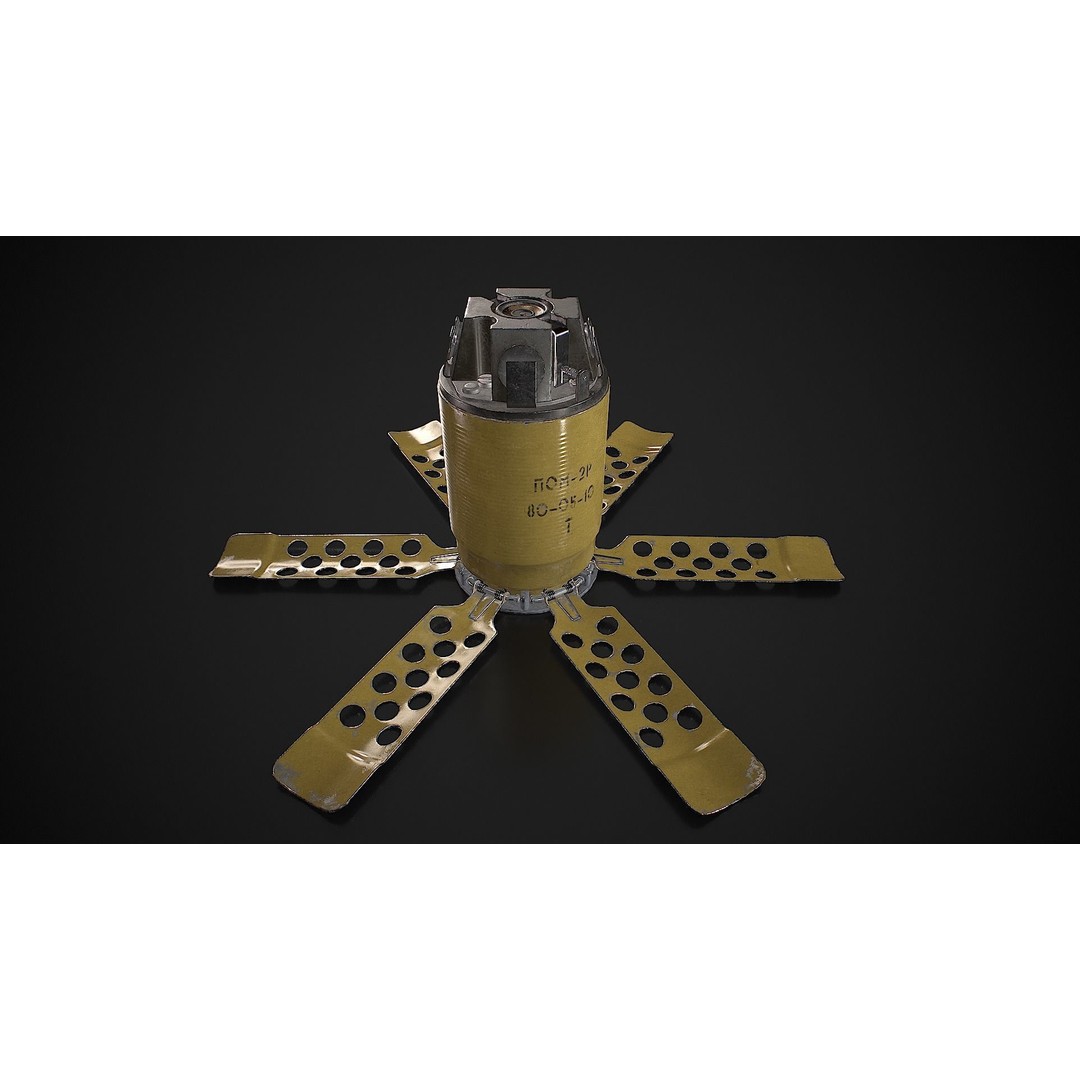 POM-2 Anti-Personnel Fragmentation Mine 3D Model – Low Poly Game Asset, FBX - View 12
