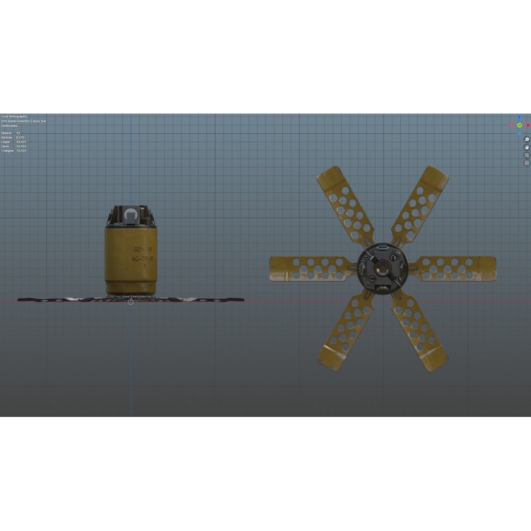 POM-2 Anti-Personnel Fragmentation Mine 3D Model – Low Poly Game Asset, FBX - View 14